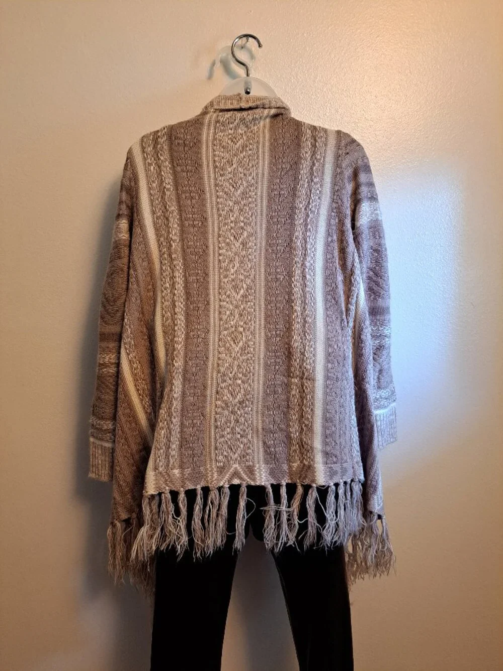 Knox Rose boho chic fringe festival southwestern aztec sweater coat jacket. - Picture 5 of 10
